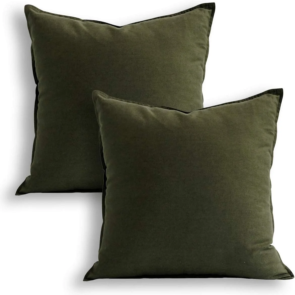 ژانرلور، ست 2 عددی روکش کوسن 50x50 سانتی‌متر، طرح منحصر به فرد، مناسب برای بالکن/پذیرایی، جنس کتان و پنبه، رنگ سبز زیتونی