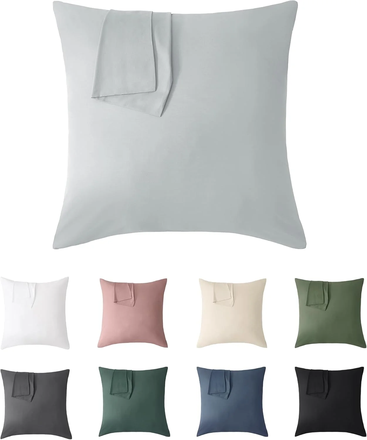 روکش کوسن Jellymoni، ابعاد 80 در 80 سانتی متر، ست 2 عددی روبالشی، خاکستری روشن، از جنس پنبه Oeko-Tex 100% پنبه شسته شده، روبالشی با زیپ مخفی، نرم، ست 2 عددی روکش کوسن برای کوسن های 80 در 80 سانتی متر