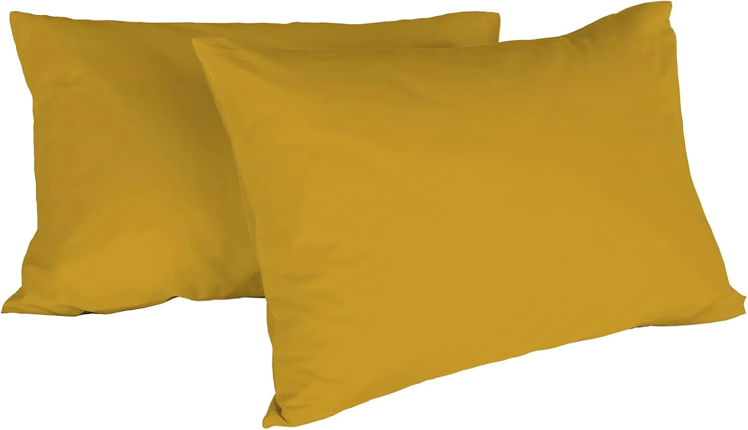Italian Bed Linen Sogni e Capricci Max Couple of Plain Color Pillowcases, 100% Cotton, Mustard, 52x82cm