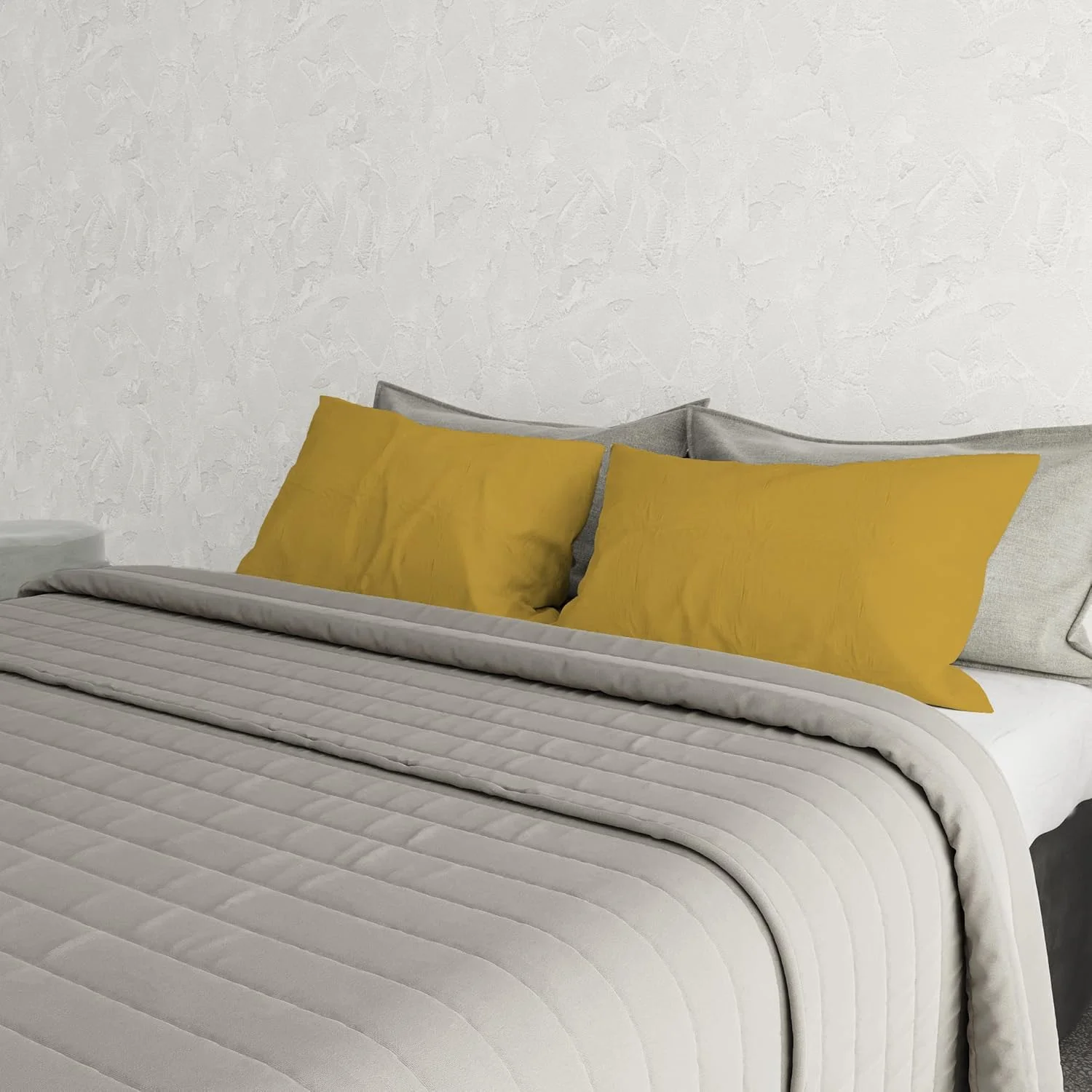 Italian Bed Linen Sogni e Capricci Max Couple of Plain Color Pillowcases, 100% Cotton, Mustard, 52x82cm Italian Bed Linen Sogni e Capricci Max Couple of Plain Color Pillowcases, 100% Cotton, Mustard, 52x82cm