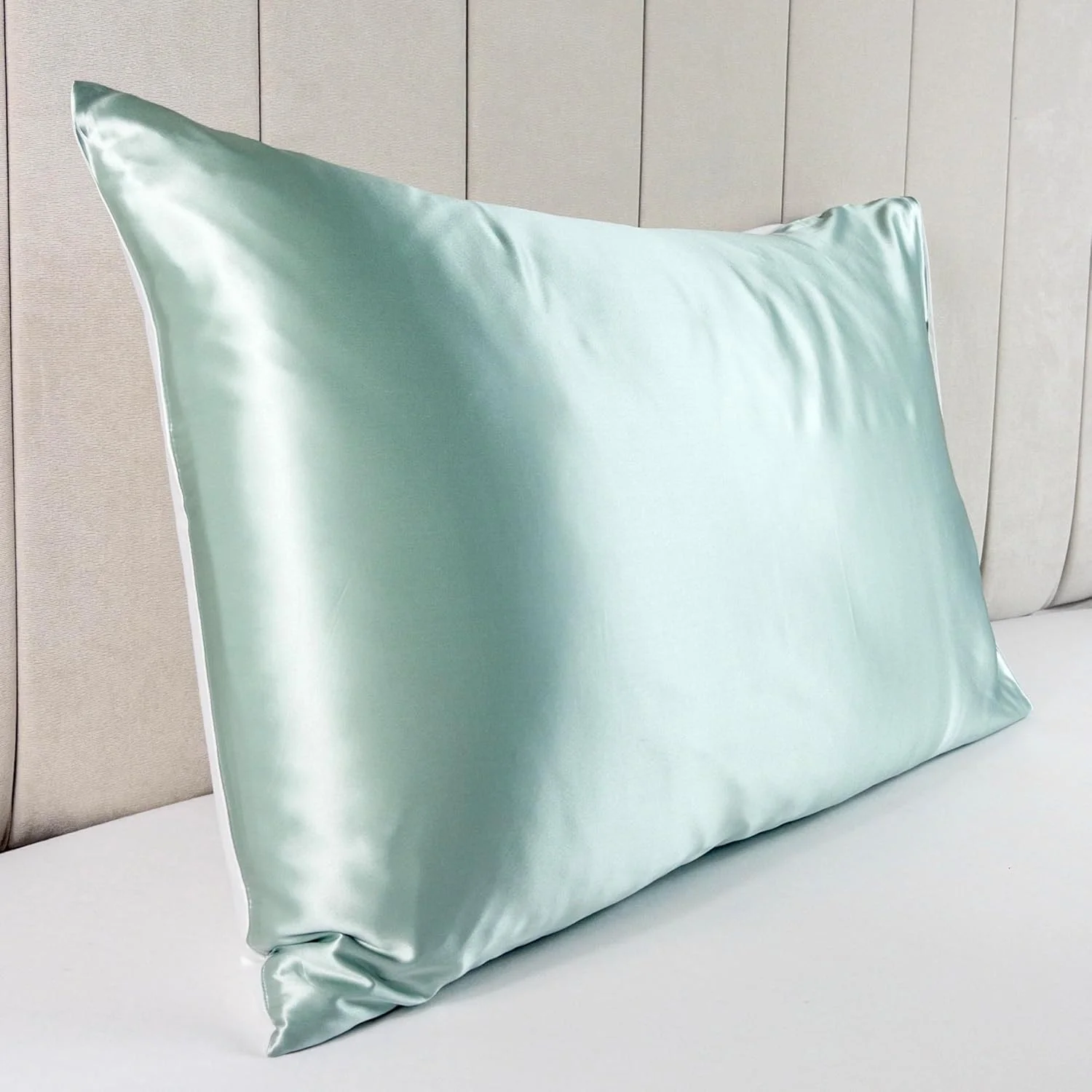 Jasmine Silk 100% Pure Mulberry Silk 19 Momme Charmeuse Silk Pillowcase With Cotton underside 1pc 50 x 75 cm Hypoallergenic (Duck egg) Jasmine Silk 100% Pure Mulberry Silk 19 Momme Charmeuse Silk Pillowcase With Cotton underside 1pc 50 x 75 cm Hypoallergenic (Duck egg)