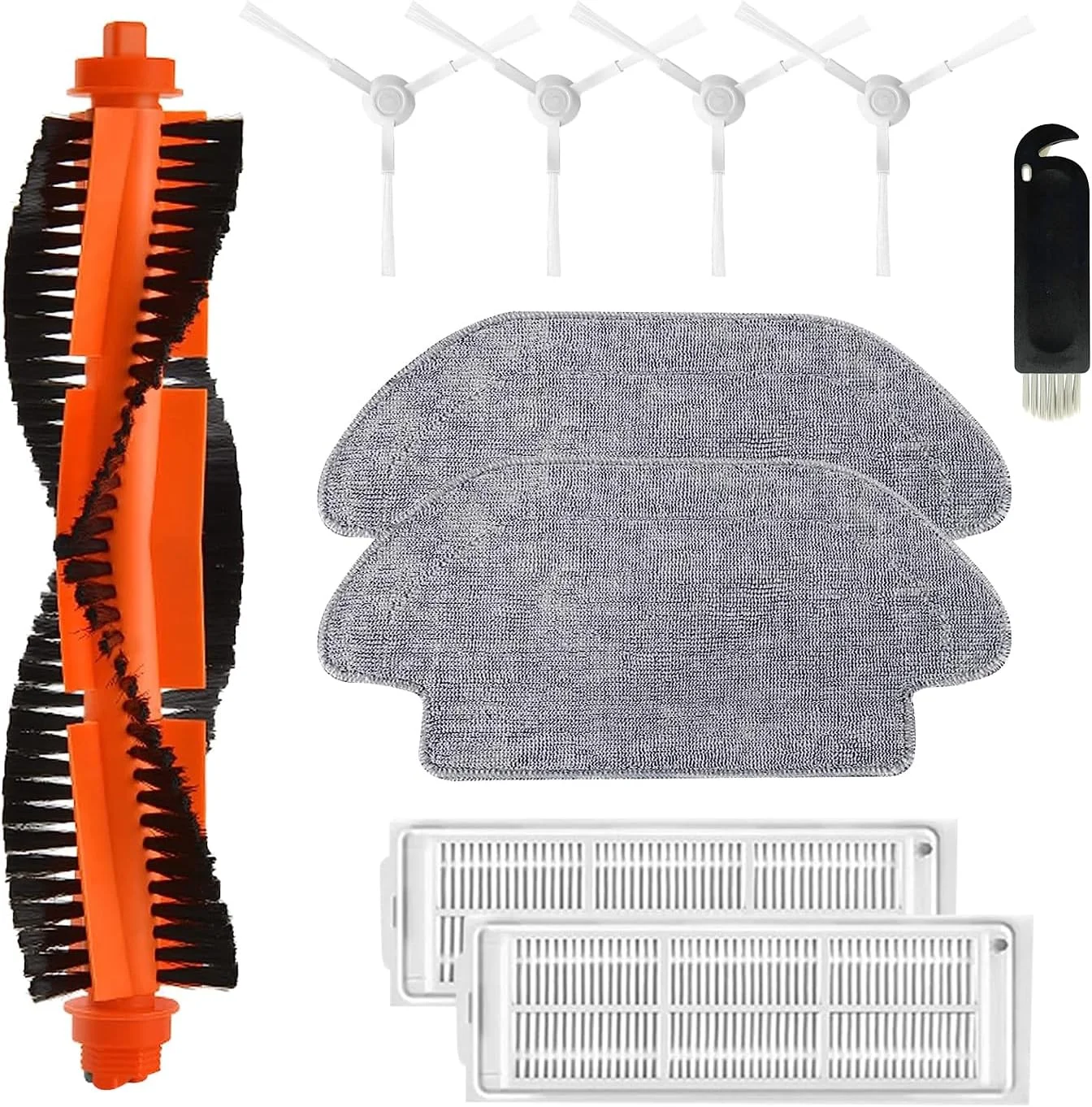 قطعات جایگزین برای جاروبرقی ربات شیائومی Mi Mop Pro/Mop 2S/Mop P، مجموعه قطعات جایگزین جاروبرقی ربات شیائومی شامل، 4 فیلتر، 1 برس اصلی، 4 برس جانبی، 2 دستمال و 1 برس تمیز کننده