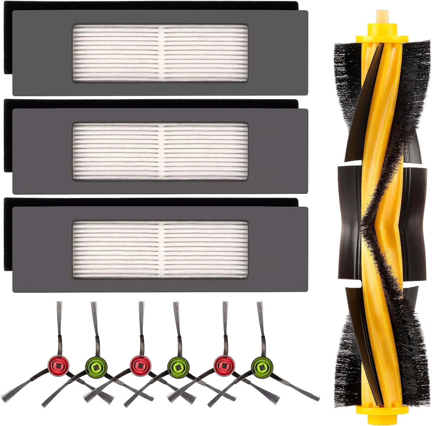 قطعات جایگزین N10 برای جاروبرقی رباتیک Ecovacs DEEBOT OZMO N10 N10 Plus 920 950 T8 AIVI Max T9 T5 N5 N7 N8+ N8 Pro Plus، شامل 1 برس اصلی، 3 فیلتر HEPA و 6 برس جانبی