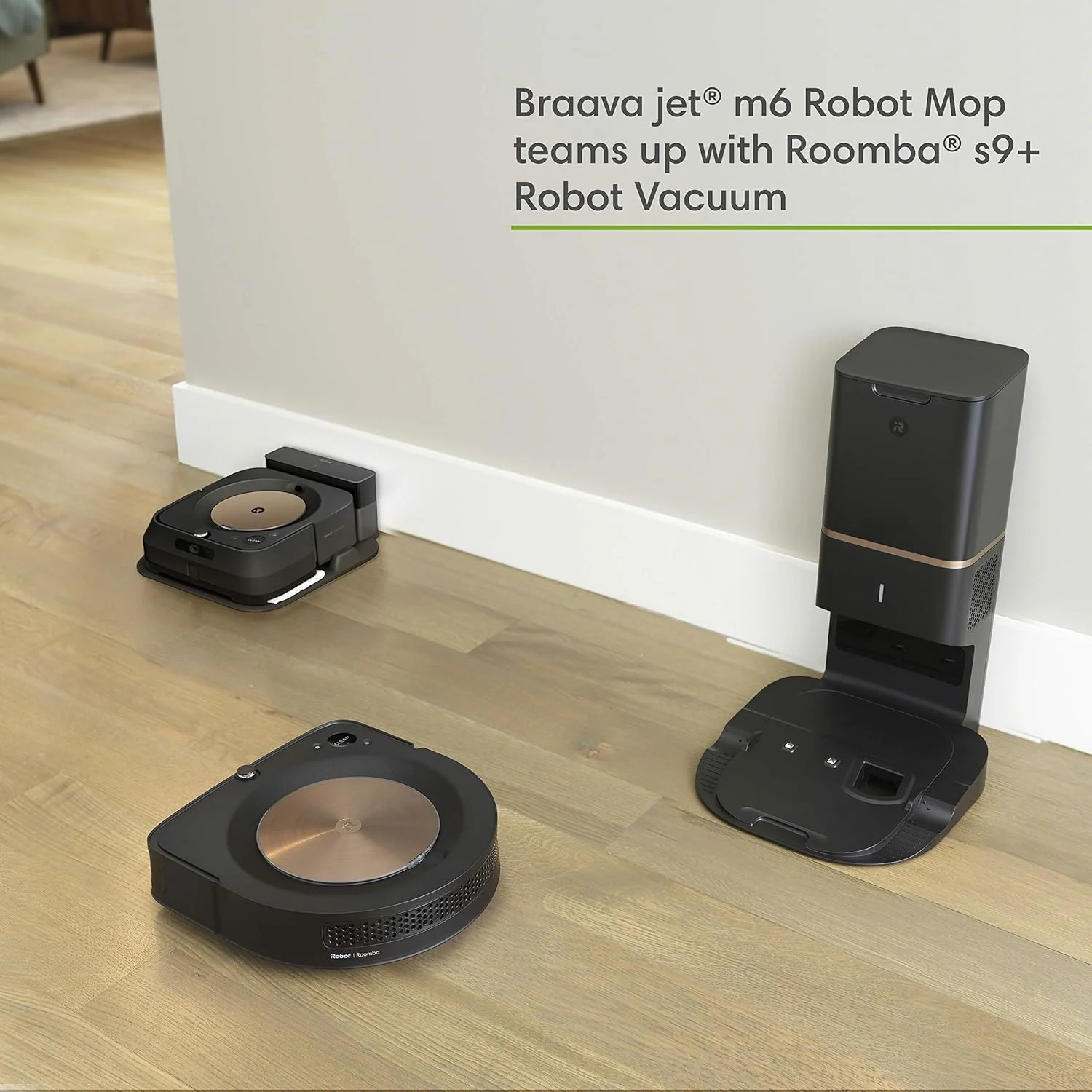 مجموعه جاروبرقی رباتیک Irobot Roomba S9+ (9550) و تی شوی رباتیک Braava Jet M6 (6112) - اتصال Wi-Fi، نقشه برداری هوشمند، مکش قدرتمند، اسپری دقیق، مناسب برای گوشه ها و لبه ها، ایده آل برای اتاق های متعدد مجموعه جاروبرقی رباتیک Irobot Roomba S9+ (9550) و تی شوی رباتیک Braava Jet M6 (6112) - اتصال Wi-Fi، نقشه برداری هوشمند، مکش قدرتمند، اسپری دقیق، مناسب برای گوشه ها و لبه ها، ایده آل برای اتاق های متعدد