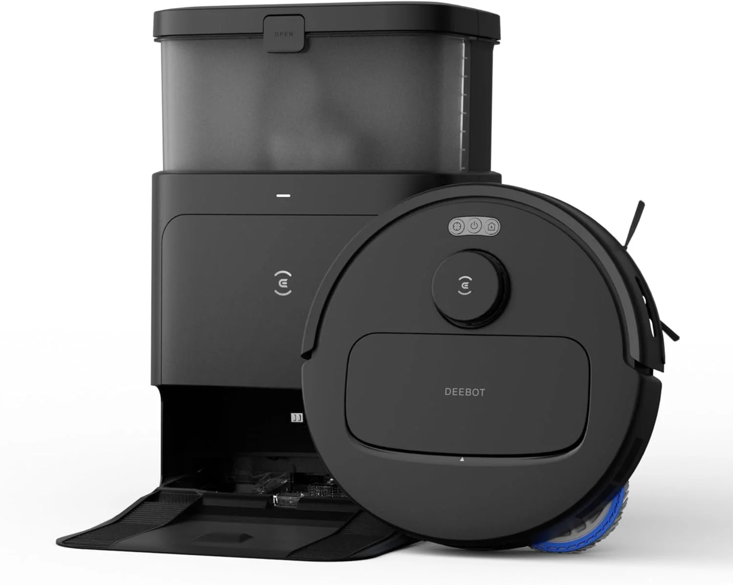 جاروبرقی رباتیک ECOVACS N30 Pro Omni به همراه ایستگاه، جاروبرقی رباتیک 10000Pa، تمیز کردن و خشک کردن با آب گرم، برس ZeroTangle 2.0، بالابر لغزشی 9 میلی‌متری، تخلیه خودکار، مشکی