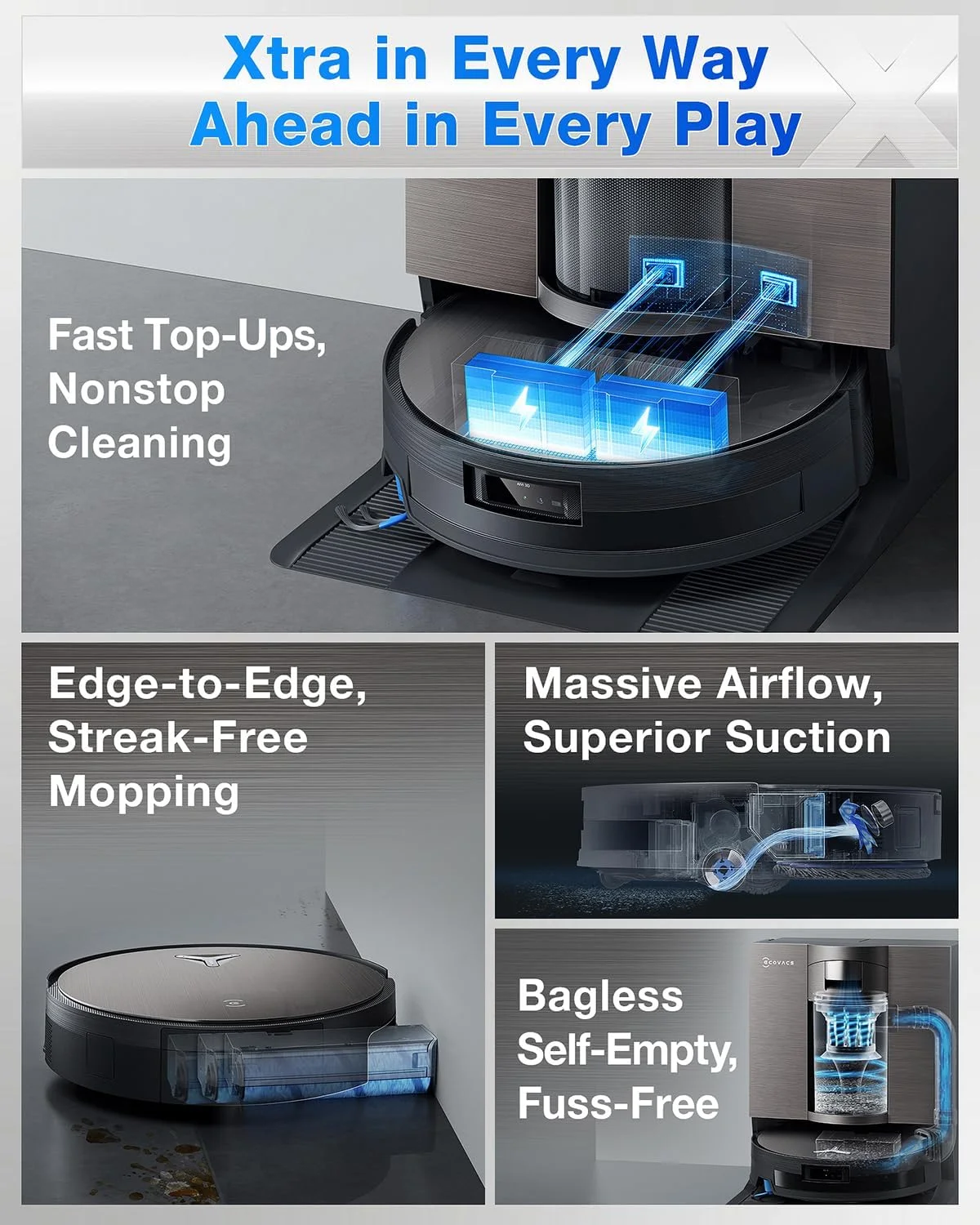 جاروبرقی رباتیک و تی شوی ECOVACS DEEBOT X11 OmniCyclone، شارژ PowerBoost، تی شوی خودشور فوری OZMO Roller 2.0، مکش قدرتمند 19500Pa، ایستگاه Bagless OmniCyclone، مسیریابی هوشمند سه بعدی AIVI جاروبرقی رباتیک و تی شوی ECOVACS DEEBOT X11 OmniCyclone، شارژ PowerBoost، تی شوی خودشور فوری OZMO Roller 2.0، مکش قدرتمند 19500Pa، ایستگاه Bagless OmniCyclone، مسیریابی هوشمند سه بعدی AIVI