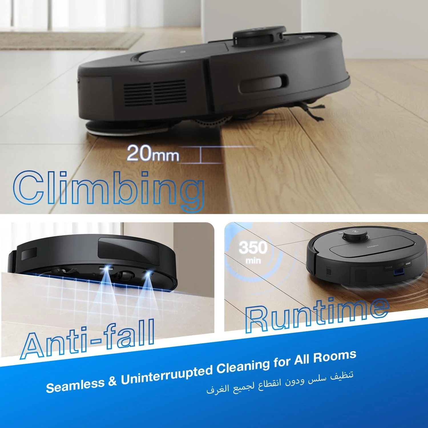 جاروبرقی رباتیک و تیکش اکو وکز Deebot N20e، مکش فوقالعاده قوی 10000 پاسکال، ضد گره خوردگی مو، 350 دقیقه زمان کارکرد، قابلیت عبور از آستانه درب 20 میلیمتری، مسیریابی هوشمند TrueMapping جاروبرقی رباتیک و تیکش اکو وکز Deebot N20e، مکش فوقالعاده قوی 10000 پاسکال، ضد گره خوردگی مو، 350 دقیقه زمان کارکرد، قابلیت عبور از آستانه درب 20 میلیمتری، مسیریابی هوشمند TrueMapping