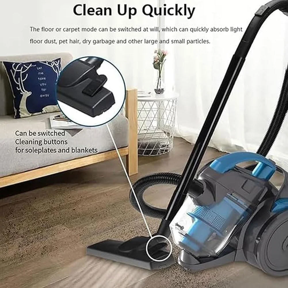 جاروبرقی سطلی بدون کیسه، جاروبرقی سیم دار 1.8 لیتری، جاروبرقی مخزنی سایکلون قابل حمل با برس تمیز کننده چرخشی، تمیز کردن چند سطحی برای خانه، کف، کاشی، مبل، فرش، ماشین