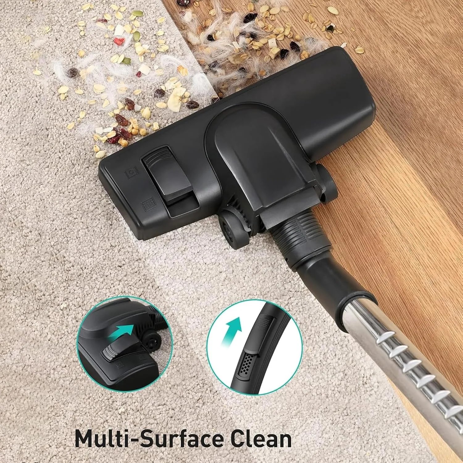 جاروبرقی 3300 واتی، جاروبرقی سطلی بدون کیسه چند چرخهای با فیلتراسیون سیکلون 20 کیلو پاسکال با کابل 5 متری، مخزن گرد و غبار 3 لیتری فیلتر قابل شستشو ضد باکتری برای موی حیوانات خانگی، کفهای سخت، فرش، خانه و محل کار جاروبرقی 3300 واتی، جاروبرقی سطلی بدون کیسه چند چرخهای با فیلتراسیون سیکلون 20 کیلو پاسکال با کابل 5 متری، مخزن گرد و غبار 3 لیتری فیلتر قابل شستشو ضد باکتری برای موی حیوانات خانگی، کفهای سخت، فرش، خانه و محل کار