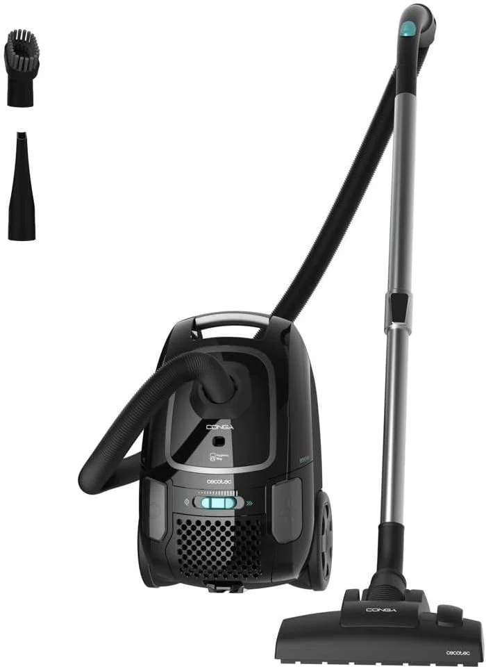 جاروبرقی کیسه ای سطلی Cecotec Conga Powerbag 4000 XL با ظرفیت 4 لیتر. 890 وات، فیلتراسیون با راندمان بالا، لوله تلسکوپی فلزی، شامل لوازم جانبی مبلمان و گوشه ها، شعاع عملکرد 7 متر