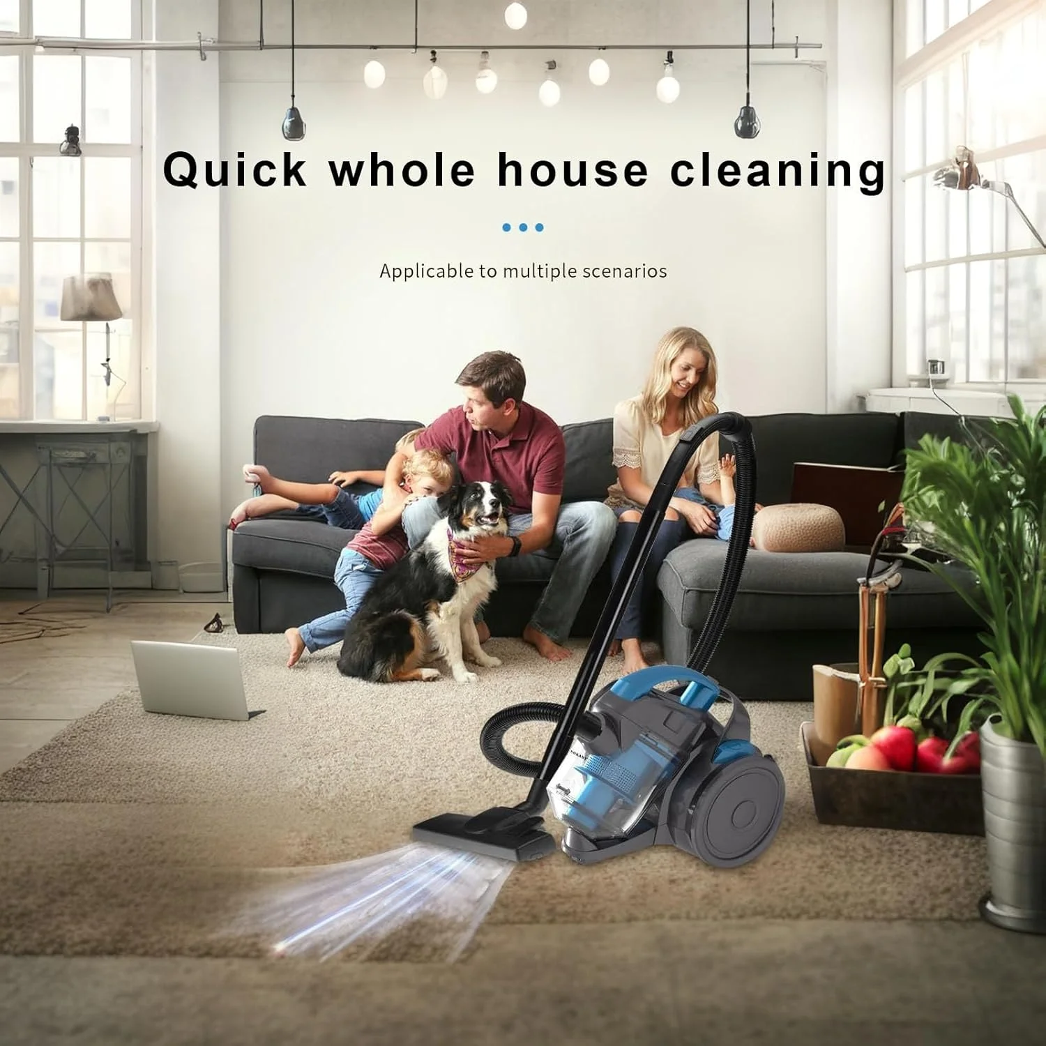 جاروبرقی سطلی خانگی خشک و مرطوب بدون کیسه سبک وزن برای فرش و کف سخت