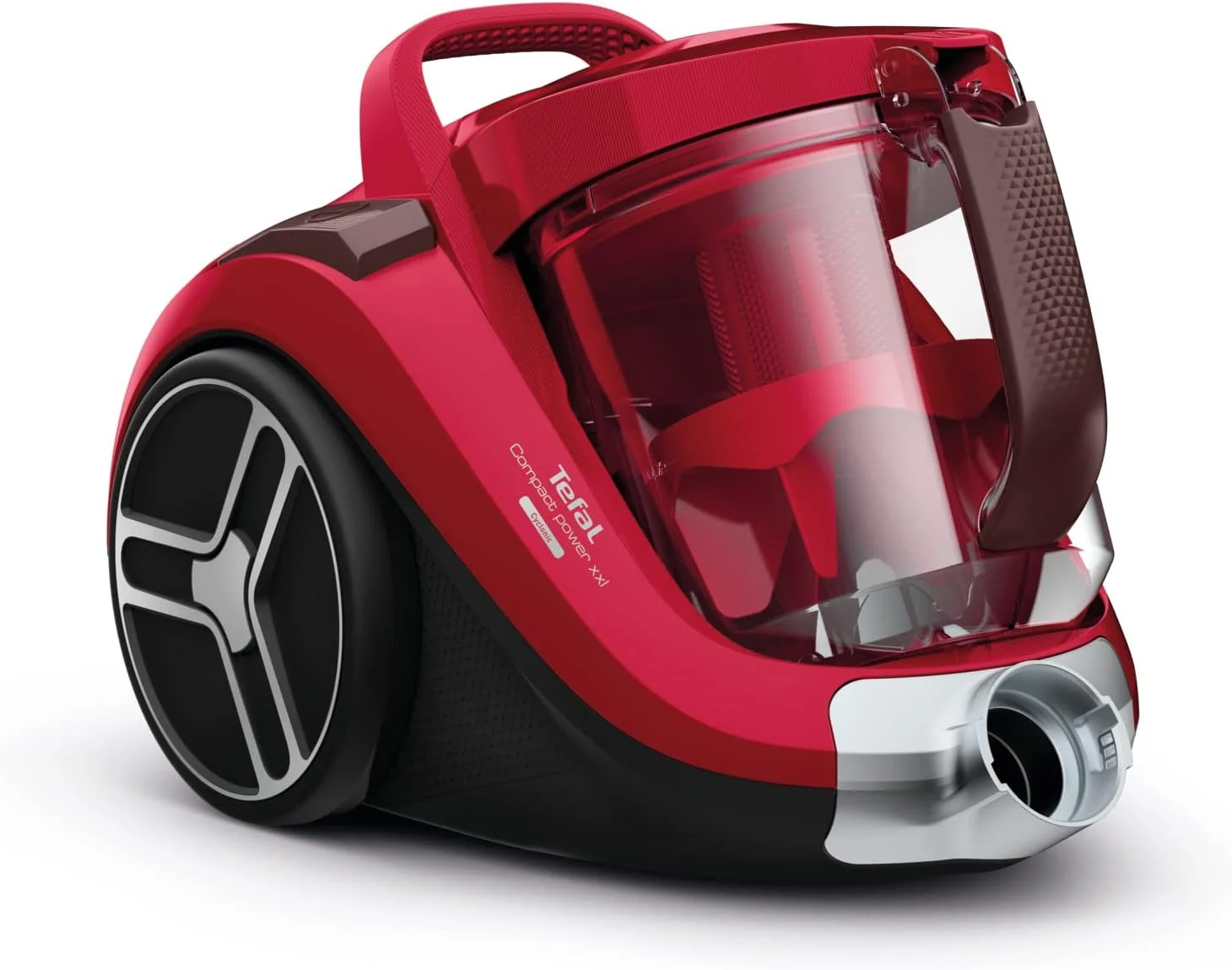 جاروبرقی تفال مدل Compact Power XXL، بدون کیسه، دارای 3 سری، مخزن گرد و غبار 2.5 لیتری با تخلیه آسان، سیم 6.2 متری، 550 وات، قرمز/خاکستری، TW4853HA