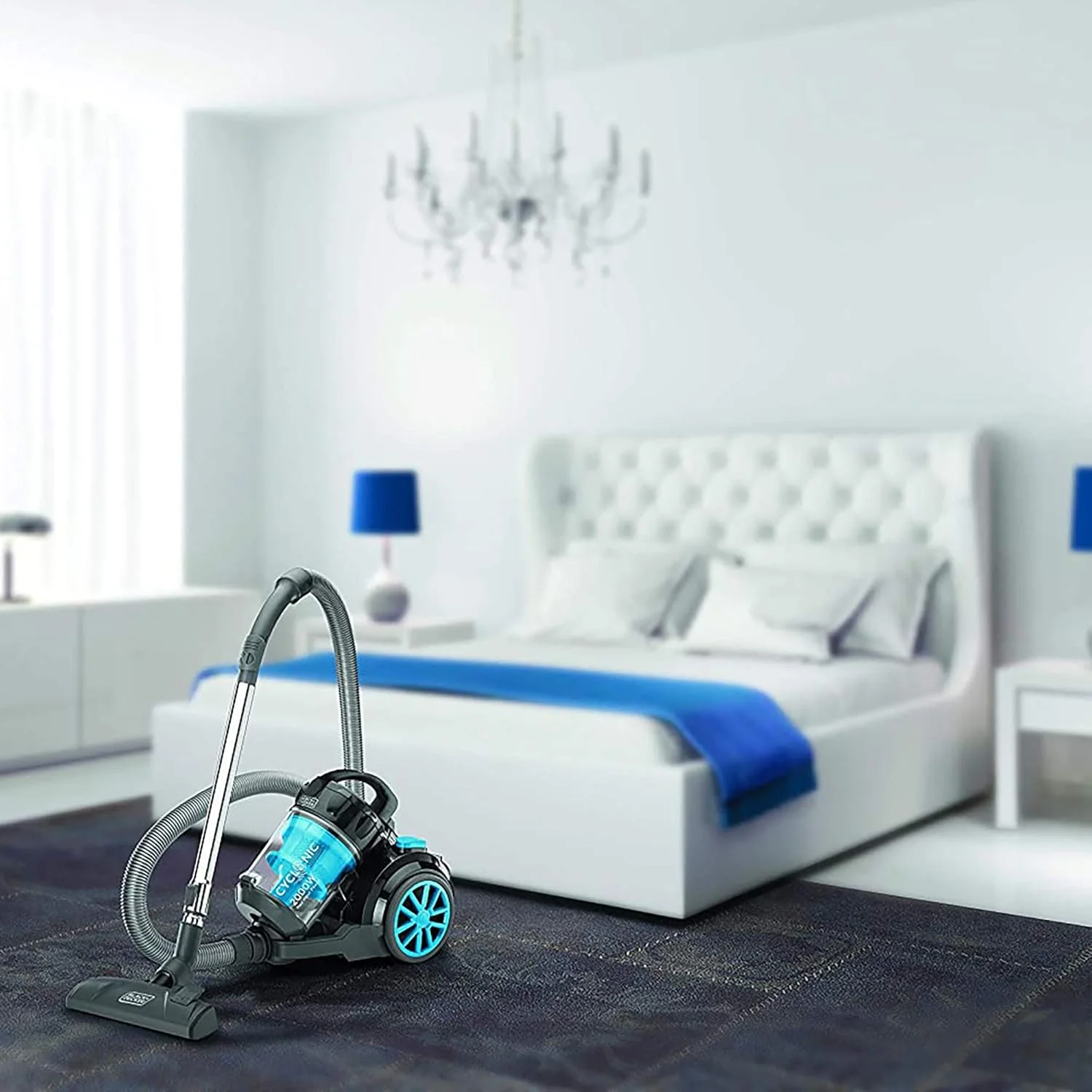 جاروبرقی سطلی بدون کیسه بلک اند دکر با تکنولوژی Multi Cyclone، 2000 وات، ظرفیت 2.5 لیتر، فیلتراسیون 6 مرحله ای HEPA، سرعت متغیر، 289 وات هوا، جمع کننده خودکار سیم، کابل 5 متری، فیلتر قابل شستشو، آبی - VM2080-B5 جاروبرقی سطلی بدون کیسه بلک اند دکر با تکنولوژی Multi Cyclone، 2000 وات، ظرفیت 2.5 لیتر، فیلتراسیون 6 مرحله ای HEPA، سرعت متغیر، 289 وات هوا، جمع کننده خودکار سیم، کابل 5 متری، فیلتر قابل شستشو، آبی - VM2080-B5