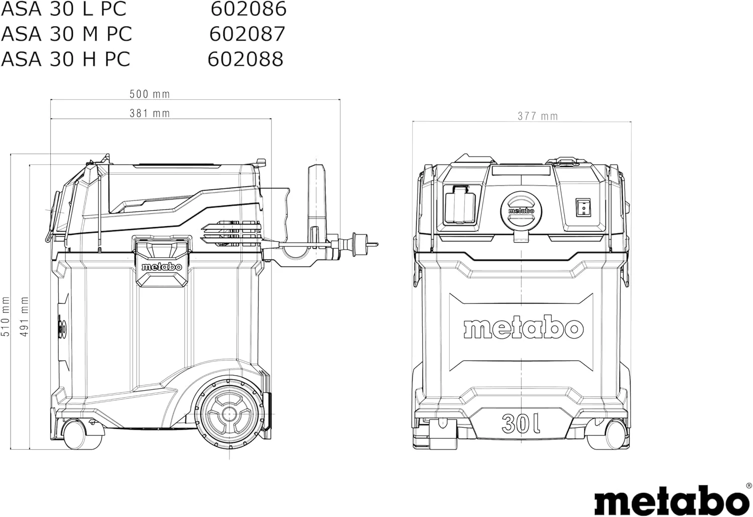 جاروبرقی چند منظوره متابو ASA 30 H PC