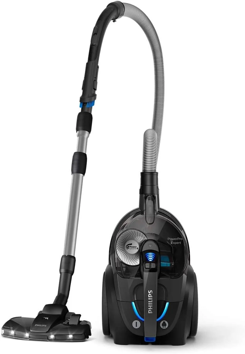 جاروبرقی بدون کیسه فیلیپس PowerPro Expert - 900 وات، PowerCyclone 8، نازل TriActive+ LED، ظرفیت گرد و غبار 2 لیتر، مشکی - FC9747/09