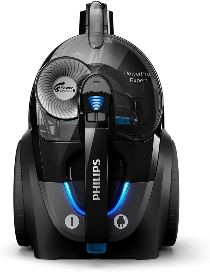 جاروبرقی بدون کیسه فیلیپس Powerpro Expert، مشکی عمیق Fc9732/61: 2100 وات، قدرت مکش 420 وات، Powercyclone 8، ظرفیت گرد و غبار 2 لیتر، فیلتر ضد آلرژی، نازل Triactive+، ابزار شکاف، قفل فعال