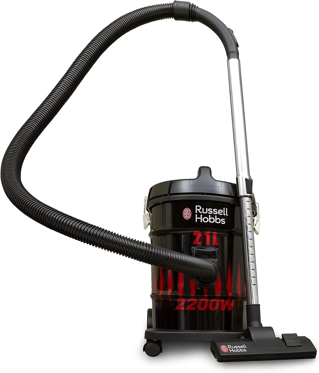 جاروبرقی راسل هابز (K403-2)، ظرفیت 21 لیتر، موتور قدرتمند 2200 وات، کلید کنترل جریان هوا، عملکرد دمنده، نشانگر پر بودن مخزن گرد و غبار، خاکستری