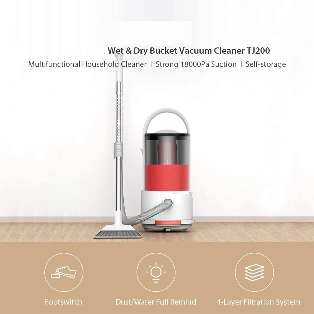 جاروبرقی چند منظوره RENXR، جاروبرقی سطلی تر و خشک جمع کننده گرد و غبار با برس کف 18000Pa، 1200W، ظرفیت 6 لیتر