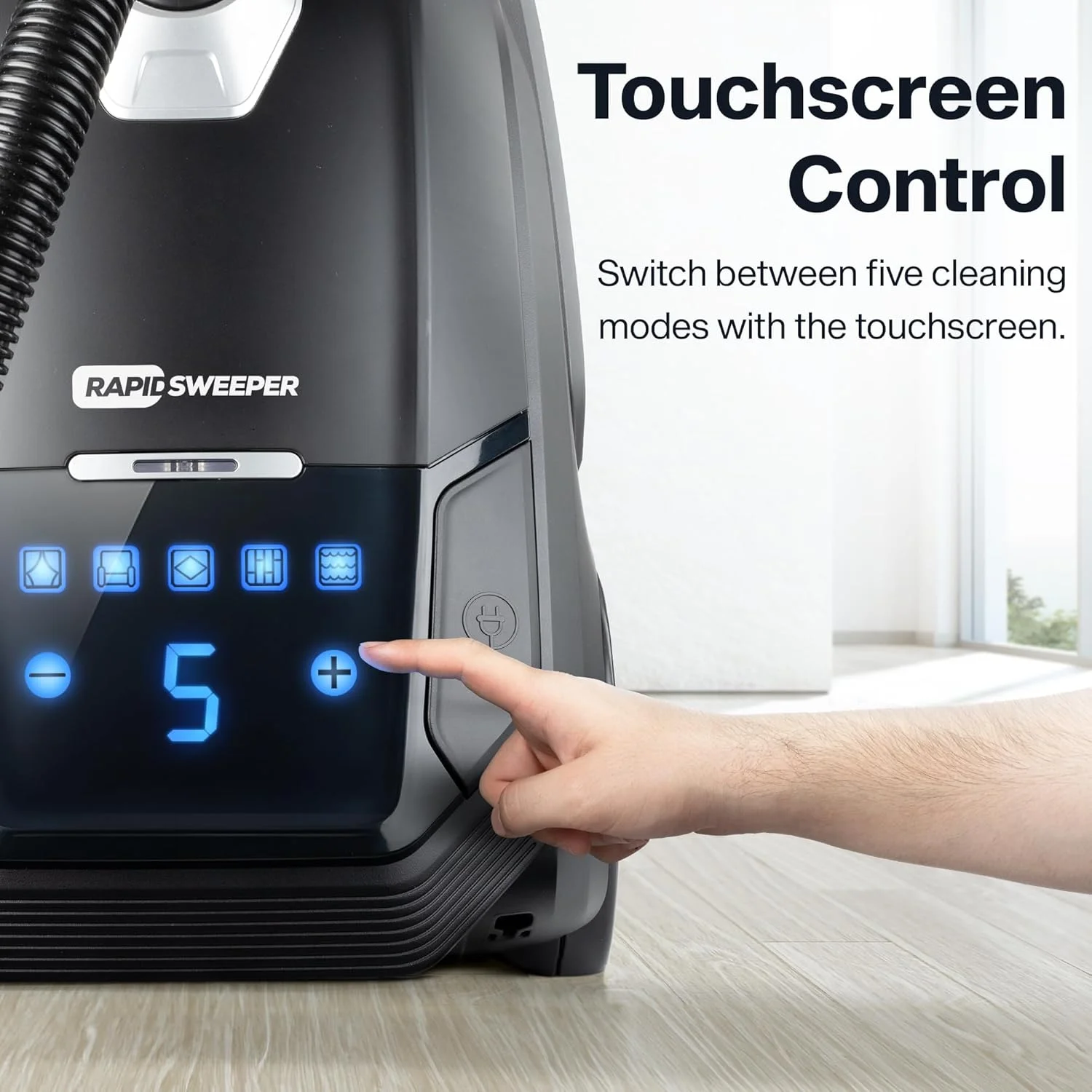 جاروبرقی سطلی کیسه دار و دمنده RapidSweeper برای منزل - فیلتر HEPA قابل شستشو - ظرفیت 5 لیتر - 5 سرعت - مناسب برای سطوح سخت و فرش با پرز کم تا متوسط - سبک وزن - سیم جمع شونده