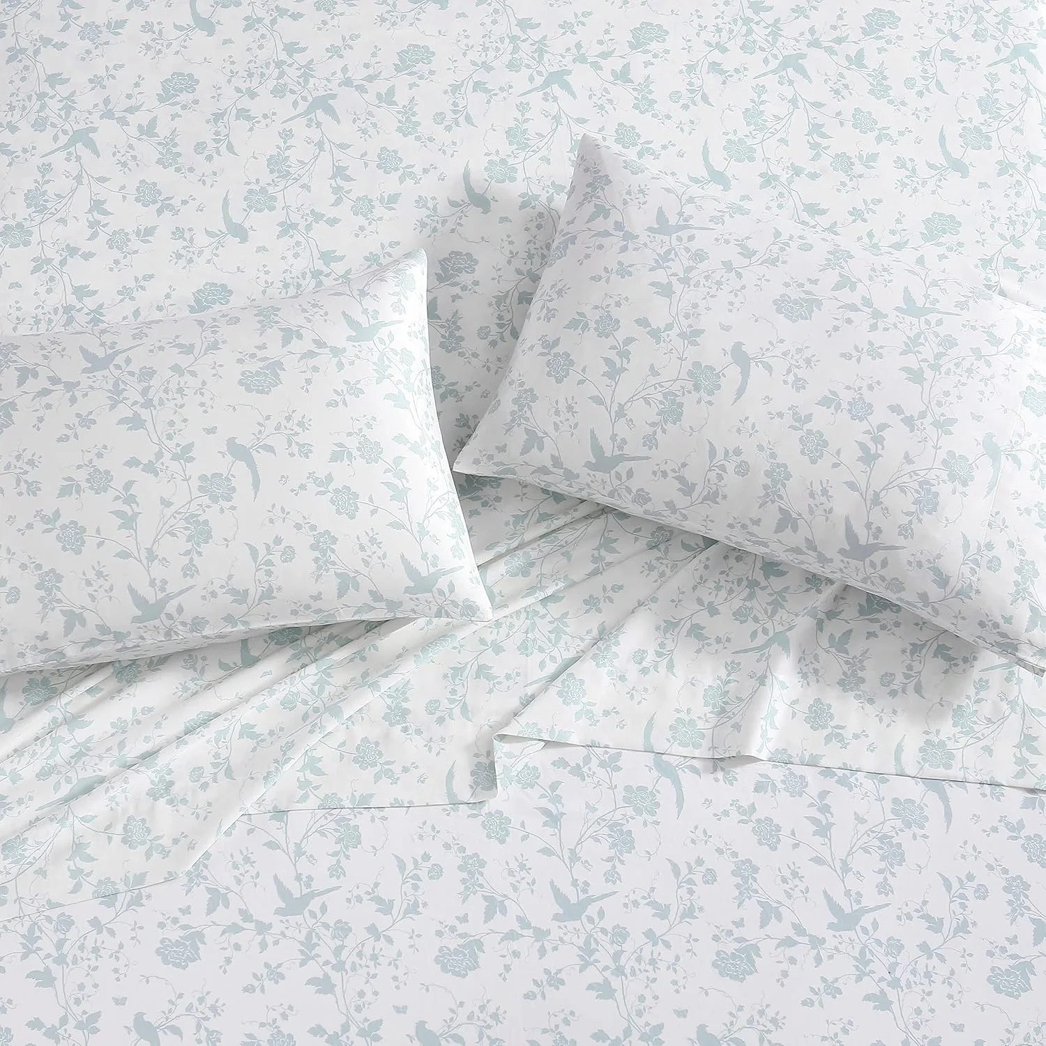 Laura Ashley Home - Standard Pillowcase Set, Cotton Sateen Bedding, Smooth & Wrinkle-Resistant (Garden Palace Aqua, 2 Piece) Laura Ashley Home - Standard Pillowcase Set, Cotton Sateen Bedding, Smooth & Wrinkle-Resistant (Garden Palace Aqua, 2 Piece)