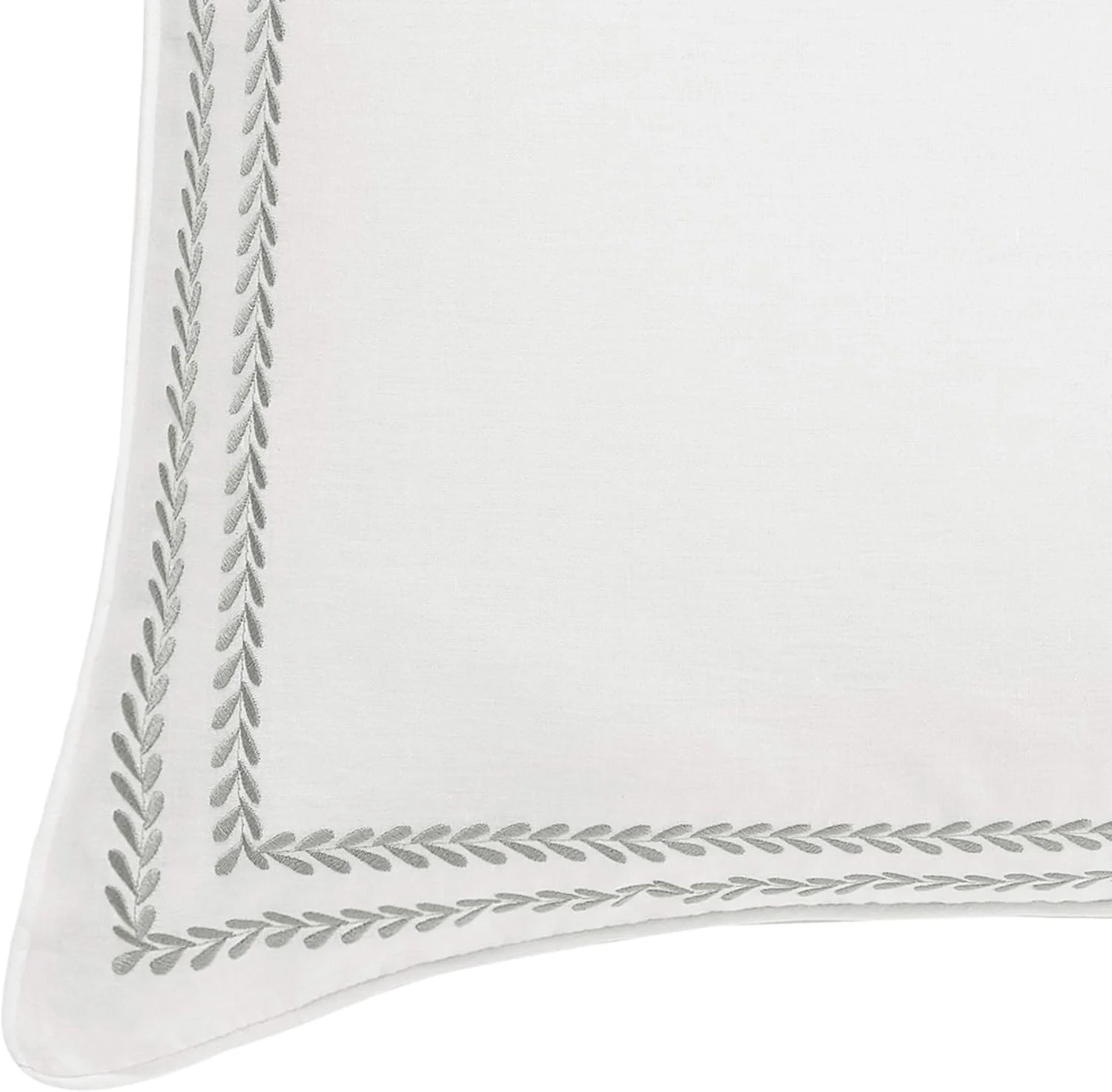 Laura Ashley Home Decorative Pillow Case for Bedroom and Home Décor, Cotton, Stitched Vine Leaf Grey, European-Square Laura Ashley Home Decorative Pillow Case for Bedroom and Home Décor, Cotton, Stitched Vine Leaf Grey, European-Square