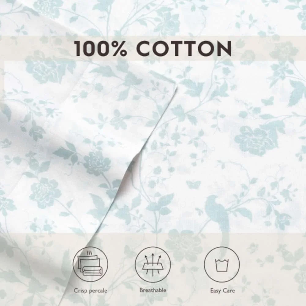 Laura Ashley Home - Standard Pillowcase Set, Cotton Sateen Bedding, Smooth & Wrinkle-Resistant (Garden Palace Aqua, 2 Piece) Laura Ashley Home - Standard Pillowcase Set, Cotton Sateen Bedding, Smooth & Wrinkle-Resistant (Garden Palace Aqua, 2 Piece)