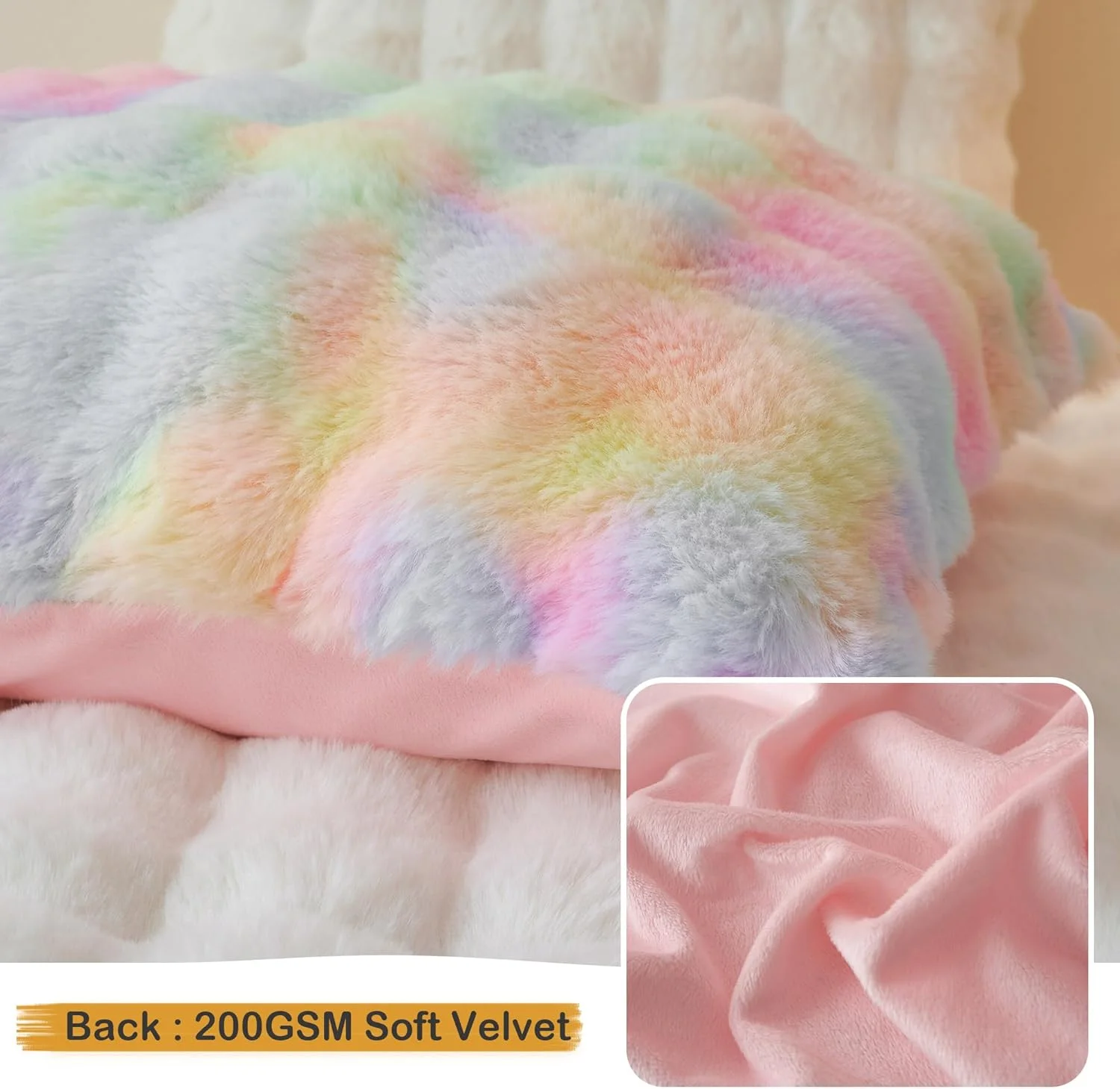 کاور کوسن خز مصنوعی خرگوشی LIFEREVO، روکش های کوسن کرکی و نرم 45x45 سانتی متر، طرح رنگین کمانی کاور کوسن خز مصنوعی خرگوشی LIFEREVO، روکش های کوسن کرکی و نرم 45x45 سانتی متر، طرح رنگین کمانی