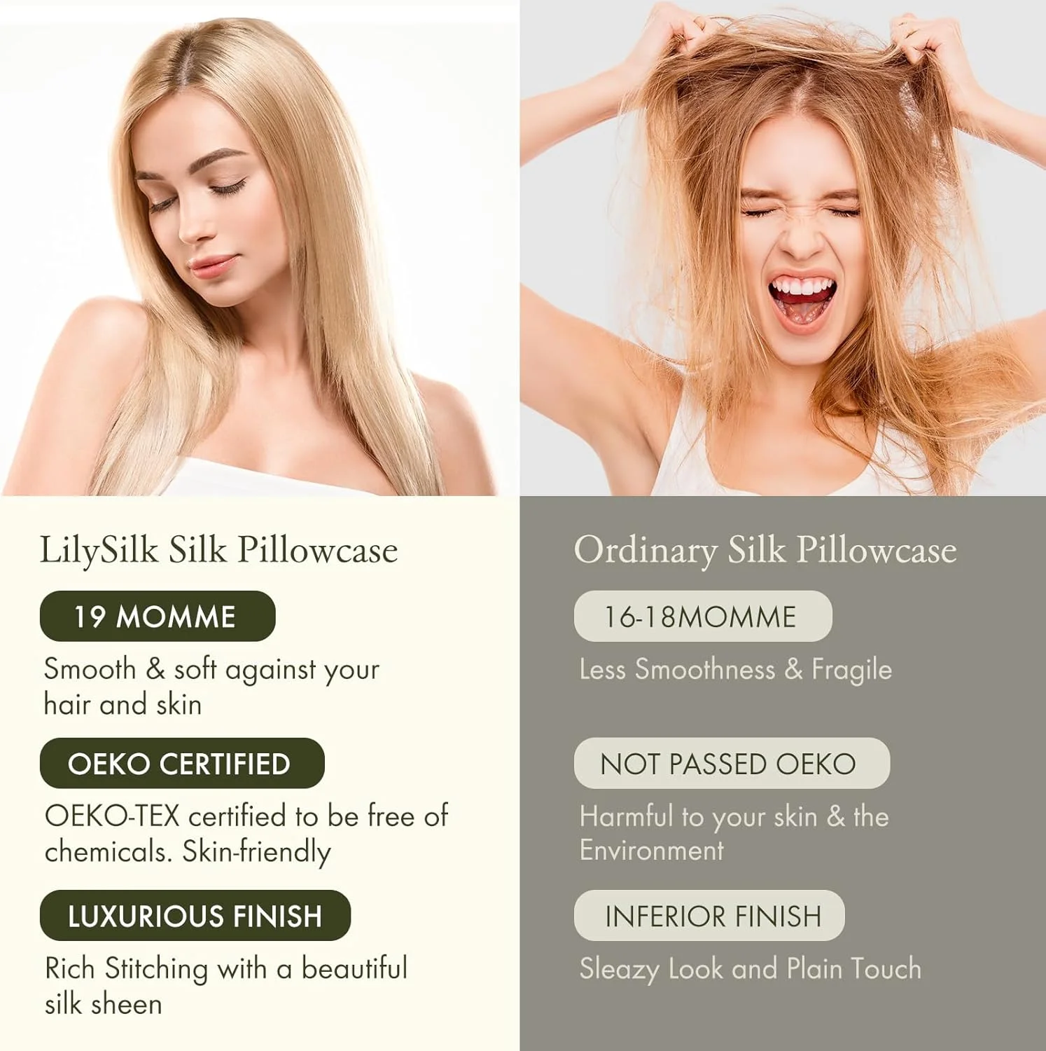 روبالشی ابریشمی خالص LilySilk (کینگ، نقرهای خاکستری) - 100% ابریشم توت برای مو، با زیره نخی، دارای زیپ مخفی، ضد حساسیت، کینگ 50cm x 90cm، نقرهای خاکستری، 19 Momme، جعبه هدیه روبالشی ابریشمی خالص LilySilk (کینگ، نقرهای خاکستری) - 100% ابریشم توت برای مو، با زیره نخی، دارای زیپ مخفی، ضد حساسیت، کینگ 50cm x 90cm، نقرهای خاکستری، 19 Momme، جعبه هدیه