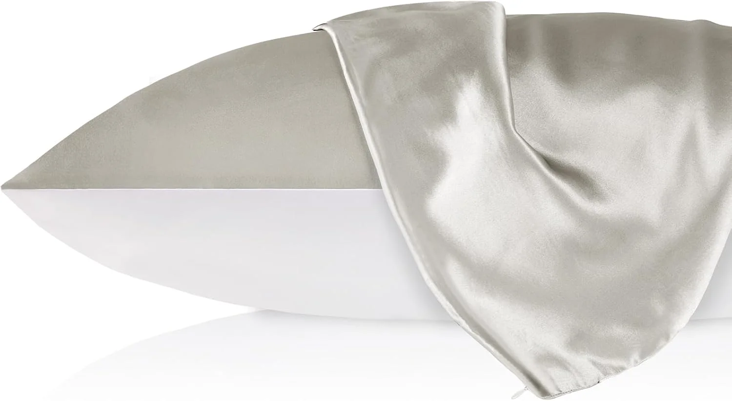 روبالشی ابریشمی خالص LilySilk (کینگ، نقرهای خاکستری) - 100% ابریشم توت برای مو، با زیره نخی، دارای زیپ مخفی، ضد حساسیت، کینگ 50cm x 90cm، نقرهای خاکستری، 19 Momme، جعبه هدیه روبالشی ابریشمی خالص LilySilk (کینگ، نقرهای خاکستری) - 100% ابریشم توت برای مو، با زیره نخی، دارای زیپ مخفی، ضد حساسیت، کینگ 50cm x 90cm، نقرهای خاکستری، 19 Momme، جعبه هدیه