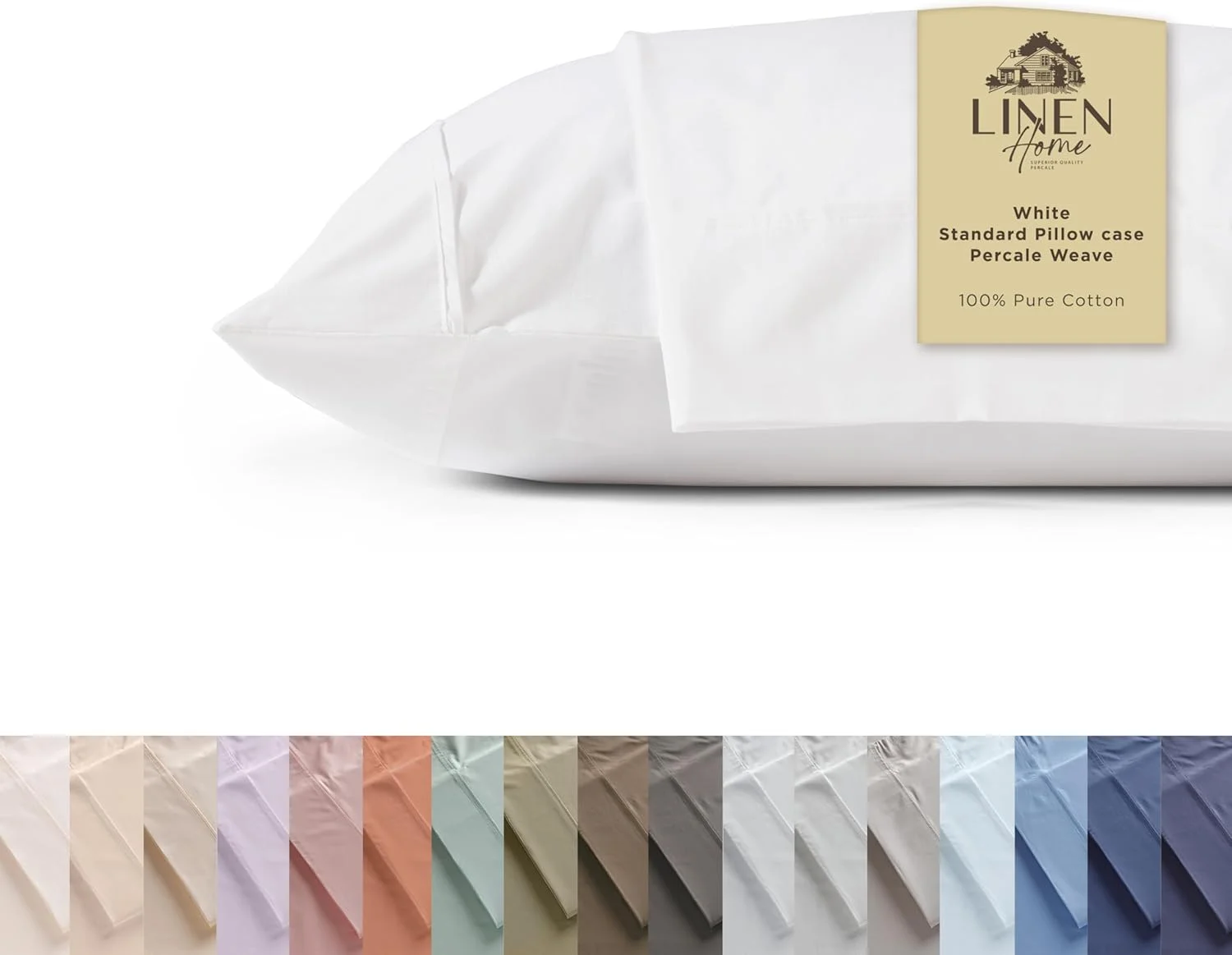 روبالشی های پرکال 100% پنبه ای Linen Home سایز کوئین، سفید، 2 عدد روبالشی، ملحفه خنک و بادوام