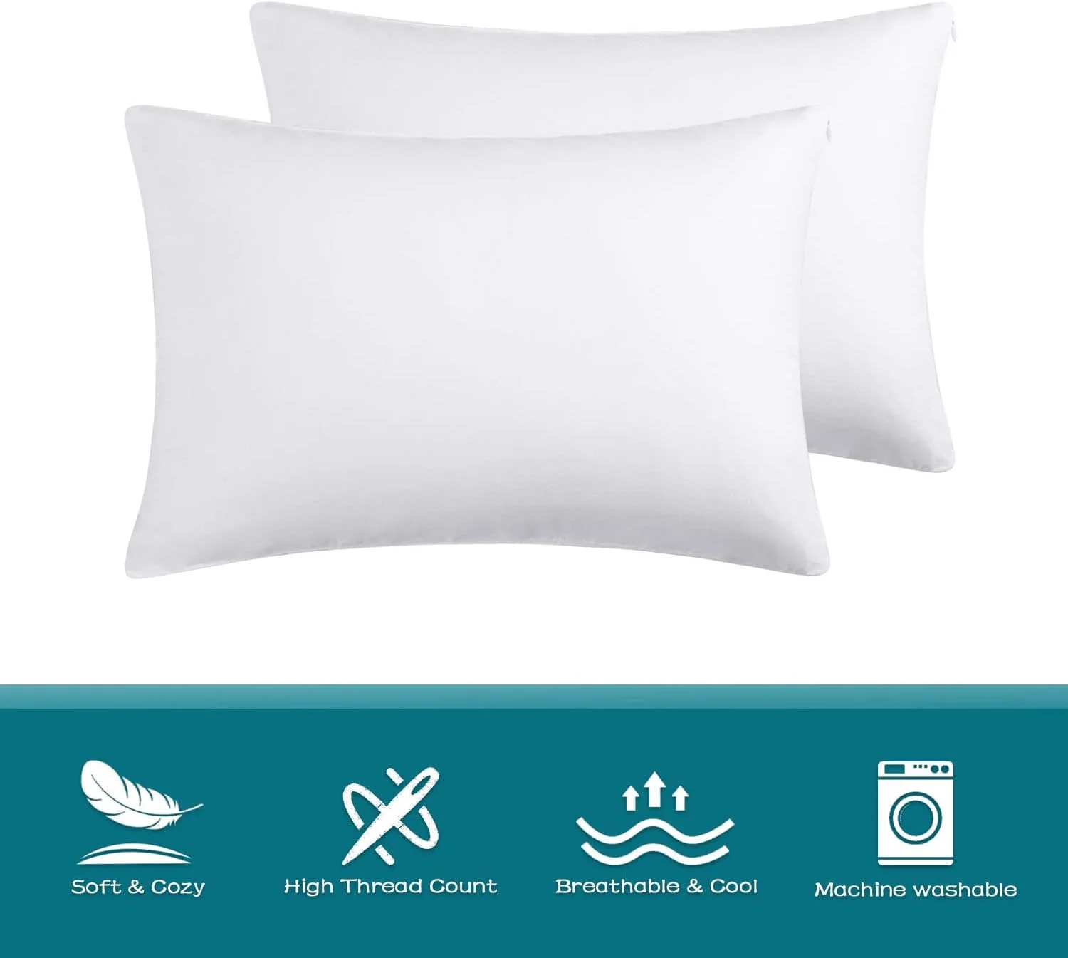 LOSAFEFE 100% Cotton Zippered Pillow Cases Standard Size Set of 4, Super Soft & Breathable Pillow Protectors with Zipper, White Pillow Case Covers 20x26 Inches LOSAFEFE 100% Cotton Zippered Pillow Cases Standard Size Set of 4, Super Soft & Breathable Pillow Protectors with Zipper, White Pillow Case Covers 20x26 Inches