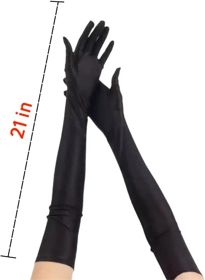 Eitonbu Women's Over Elbow 21" Stretch Long Spandex Opera Gloves, Evening Party Mittens Satin Gloves,Length Finger Gloves Eitonbu Women's Over Elbow 21" Stretch Long Spandex Opera Gloves, Evening Party Mittens Satin Gloves,Length Finger Gloves