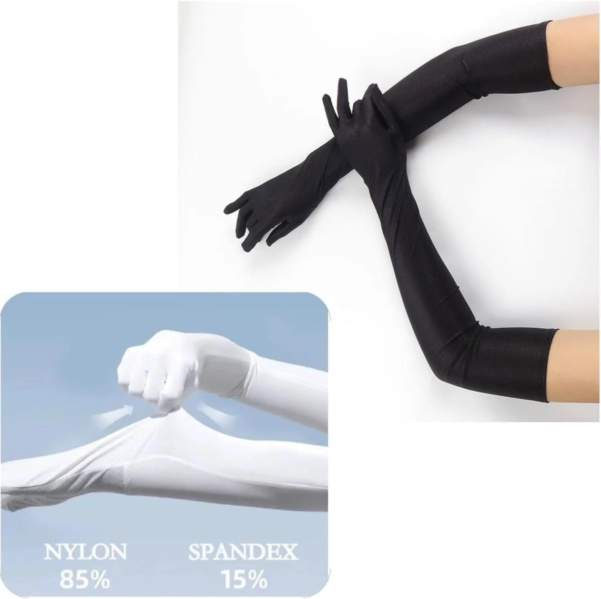 Eitonbu Women's Over Elbow 21" Stretch Long Spandex Opera Gloves, Evening Party Mittens Satin Gloves,Length Finger Gloves Eitonbu Women's Over Elbow 21" Stretch Long Spandex Opera Gloves, Evening Party Mittens Satin Gloves,Length Finger Gloves