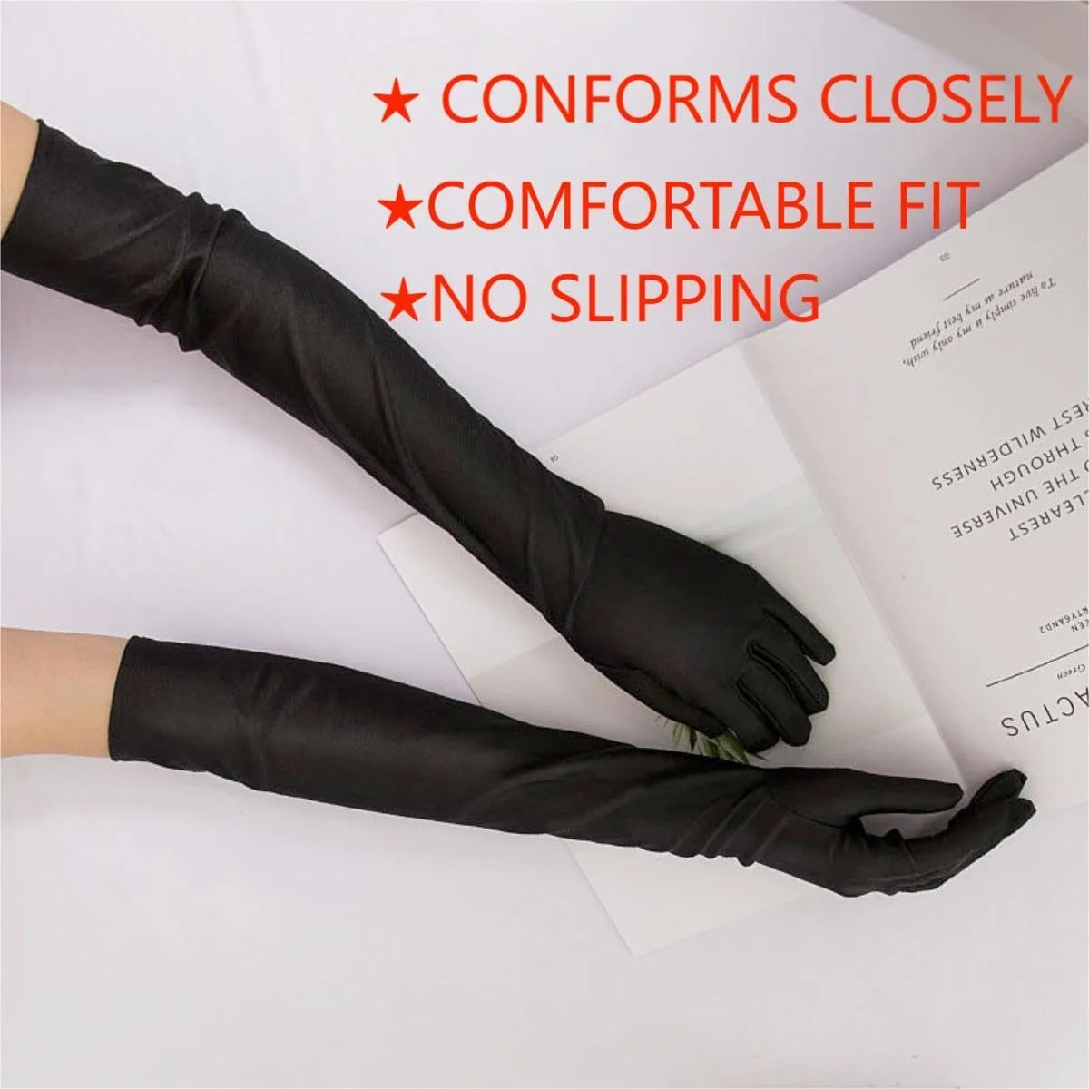 Eitonbu Women's Over Elbow 21" Stretch Long Spandex Opera Gloves, Evening Party Mittens Satin Gloves,Length Finger Gloves Eitonbu Women's Over Elbow 21" Stretch Long Spandex Opera Gloves, Evening Party Mittens Satin Gloves,Length Finger Gloves