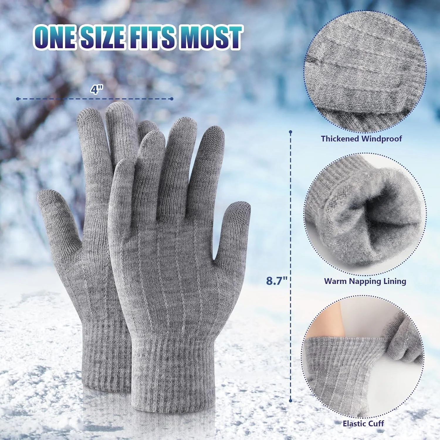 ELECDON Winter Touchscreen Gloves, Women's Winter Touchscreen Gloves with Fleece Lining, Warm Knit Gloves with Elastic Cuffs for Cold Weather ELECDON Winter Touchscreen Gloves, Women's Winter Touchscreen Gloves with Fleece Lining, Warm Knit Gloves with Elastic Cuffs for Cold Weather