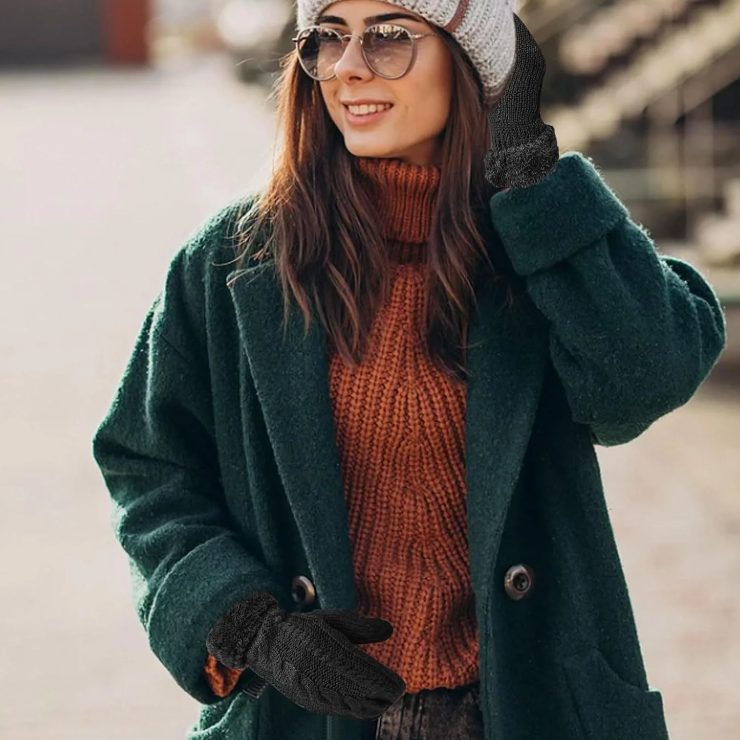 دستکش بافتنی گرم زمستانی Feelorna زنانه، دستکش های بافتنی کابلی حرارتی، دستکش های نرم و ضخیم با آستر مخملی، دستکش های گرم و راحت برای هوای سرد در فضای باز دستکش بافتنی گرم زمستانی Feelorna زنانه، دستکش های بافتنی کابلی حرارتی، دستکش های نرم و ضخیم با آستر مخملی، دستکش های گرم و راحت برای هوای سرد در فضای باز
