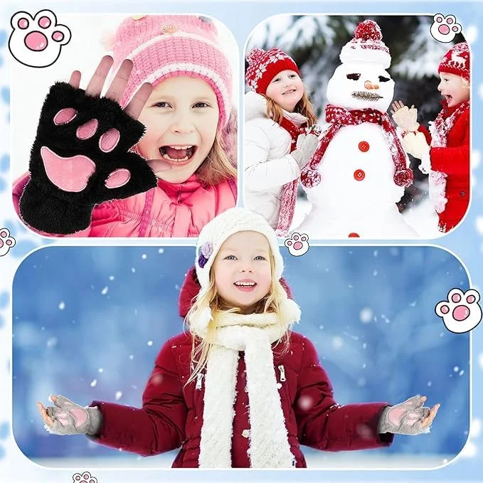 3 جفت دستکش بدون انگشت پنجه گربه ای برای زنان و دختران، دستکش های زمستانی نیمه انگشتی نرم و مخمل خواب دار، گرم کننده های دستی خزدار زیبا برای Cosplay، لباس، هوای سرد 3 جفت دستکش بدون انگشت پنجه گربه ای برای زنان و دختران، دستکش های زمستانی نیمه انگشتی نرم و مخمل خواب دار، گرم کننده های دستی خزدار زیبا برای Cosplay، لباس، هوای سرد