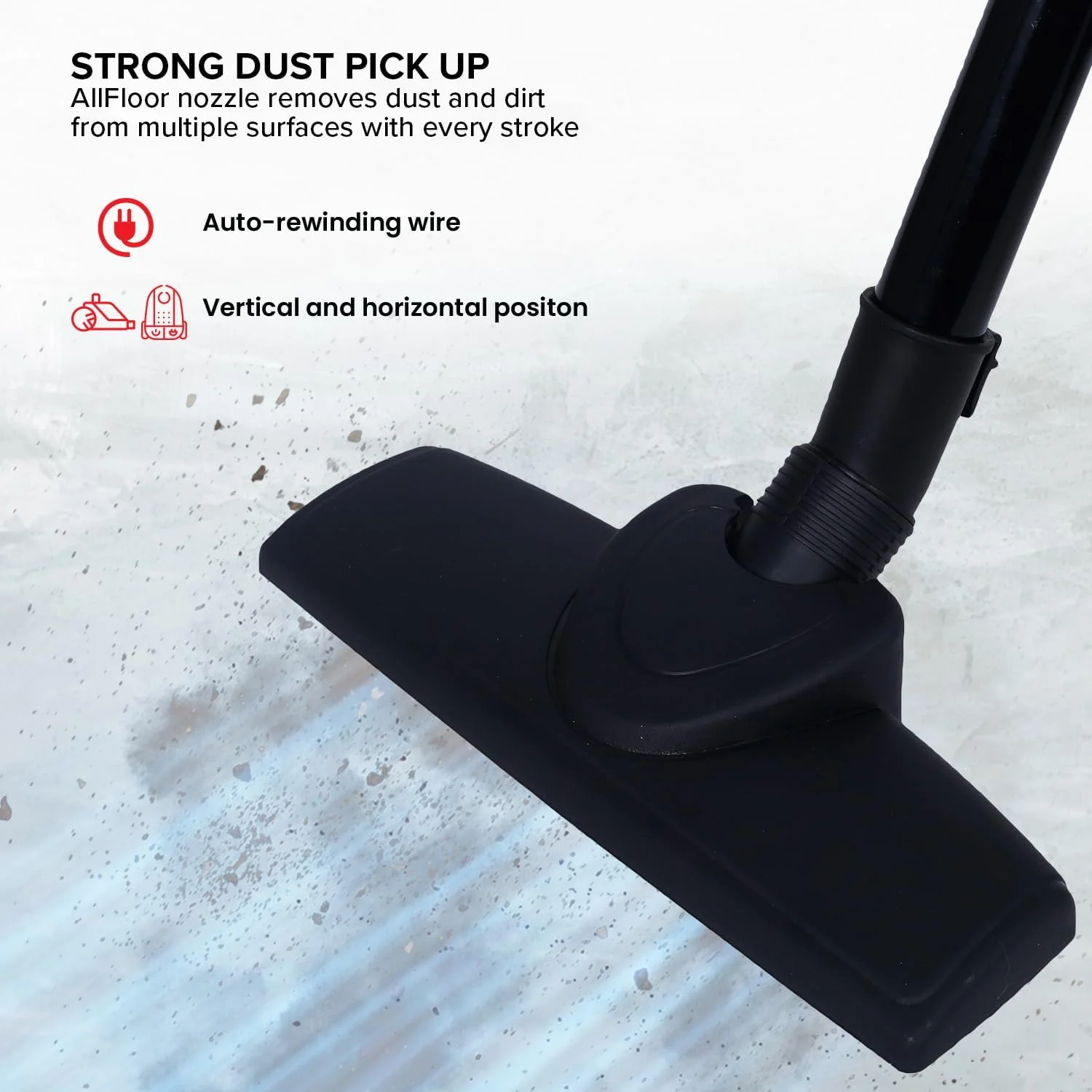 جاروبرقی Clikon با موتور پرقدرت، کیسه پارچه ای قابل شستشو، سیم جمع کن خودکار، نشانگر پر بودن مخزن گرد و غبار، 1200 وات، آبی - CK4022