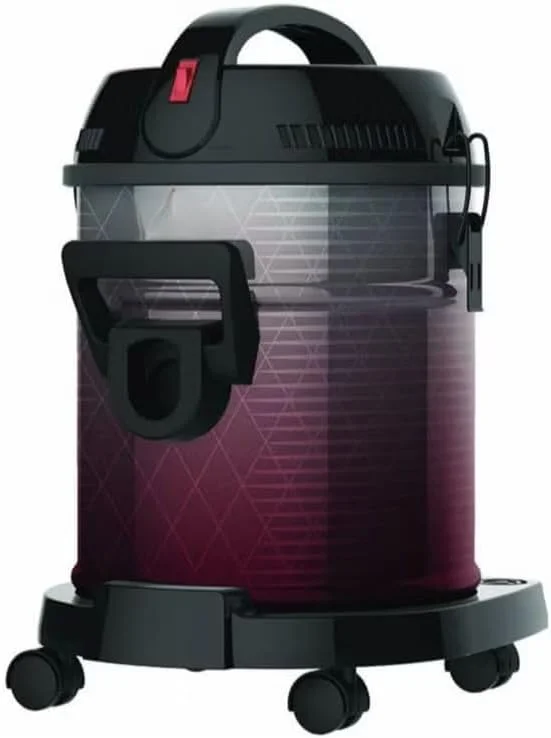 جاروبرقی سطلی، 1800 وات، ظرفیت مخزن 18 لیتر، تمیز کردن فرش و کف با لوازم جانبی، زرشکی