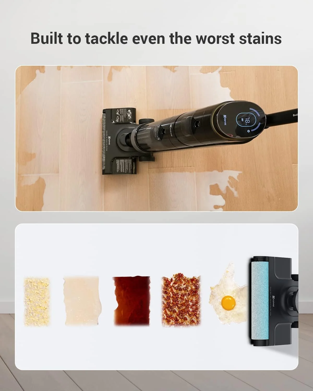 جاروبرقی عصایی ایزی ویز مدل RH1، باتری دار، خشک و مرطوب، دارای فیلتر HEPA، بدون کیسه، 200 وات، مشکی، خاکستری، 4 آمپر ساعت