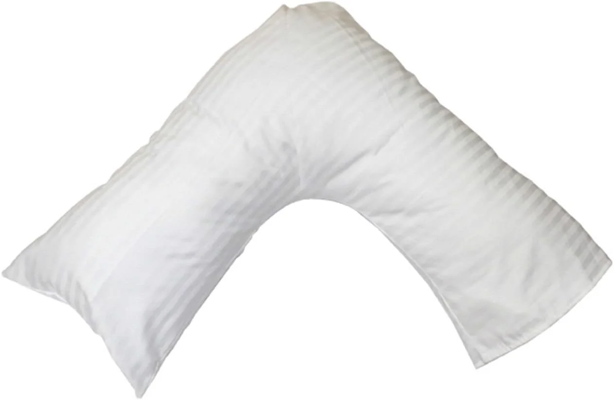 SEYOO AR TEXTILE 100% Cotton 300 Thread Count Satin Stripe Luxury V- Shaped White Pillowcases Only