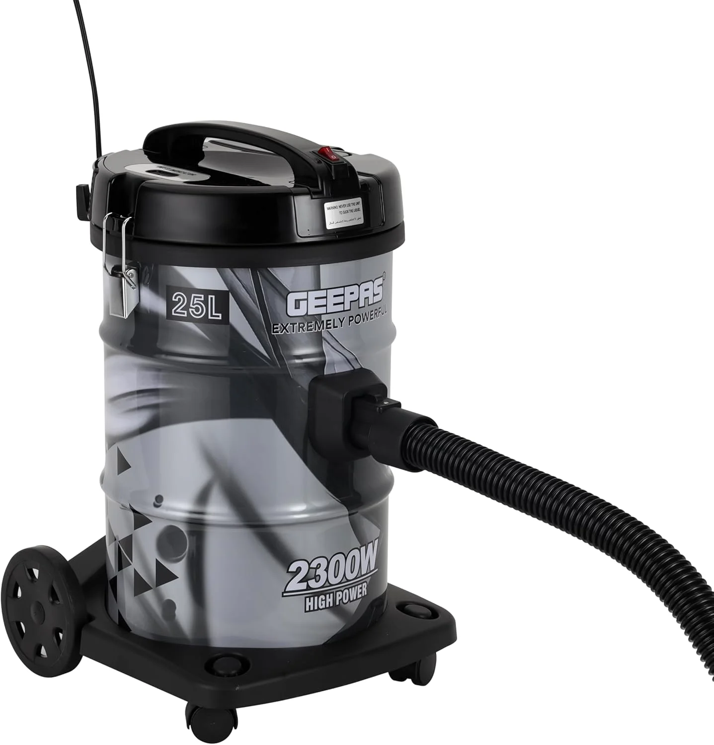 جاروبرقی سطلی 2300 وات 21 لیتری Geepas GVC2598 - ABS/مس/آهن قابل حمل | نشانگر پر بودن مخزن گرد و غبار با موقعیت پارک | عملکرد دمنده هوا با قدرت مکش قابل تنظیم