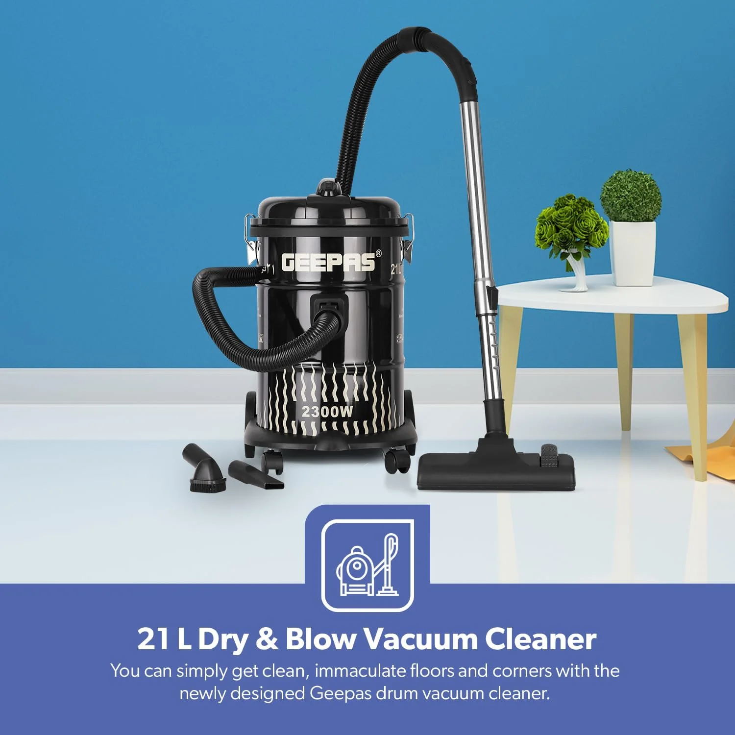 جاروبرقی سطلی خشک و تر 21 لیتری جیپاس مدل GVC2592 | مخزن استیل ضد زنگ 2300 وات با موتور مسی قدرتمند | دسته راحت جاروبرقی سطلی خشک و تر 21 لیتری جیپاس مدل GVC2592 | مخزن استیل ضد زنگ 2300 وات با موتور مسی قدرتمند | دسته راحت