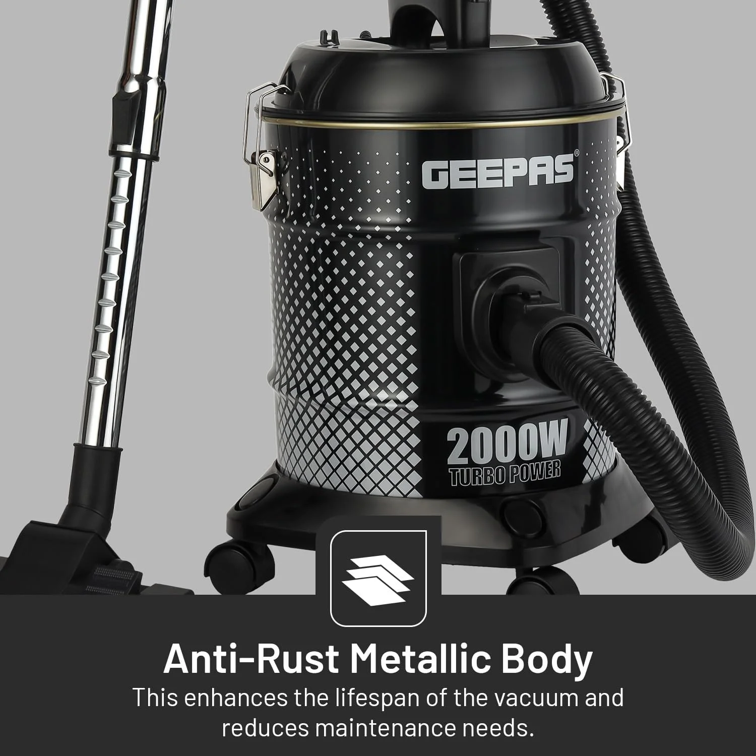 جاروبرقی آب و خاک دو کاره 2000 وات Geepas مدل GVC19045 | موتور قدرتمند مسی | ظرفیت 18 لیتر | مخزن استیل ضد زنگ | نشانگر پر بودن مخزن جاروبرقی آب و خاک دو کاره 2000 وات Geepas مدل GVC19045 | موتور قدرتمند مسی | ظرفیت 18 لیتر | مخزن استیل ضد زنگ | نشانگر پر بودن مخزن