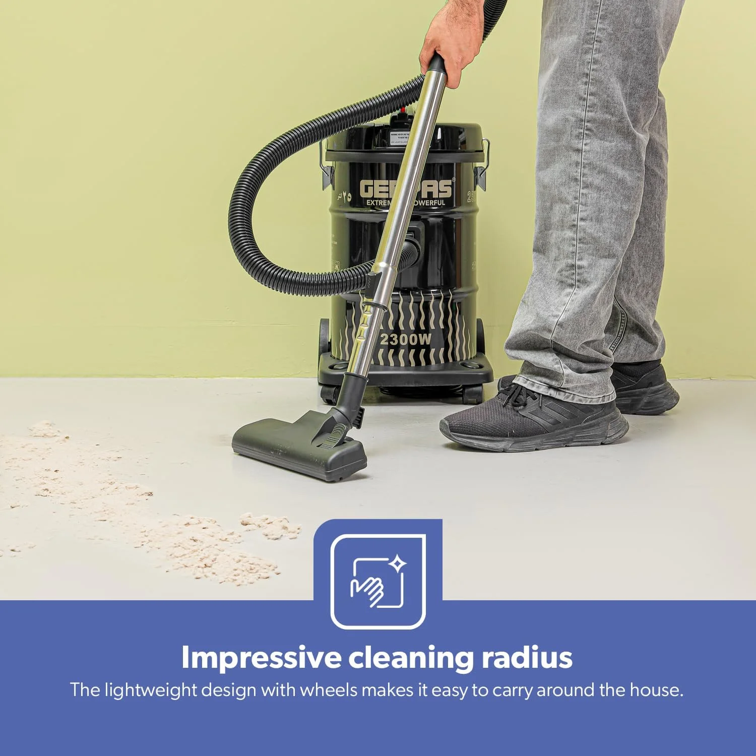 جاروبرقی سطلی خشک و تر 21 لیتری جیپاس مدل GVC2592 | مخزن استیل ضد زنگ 2300 وات با موتور مسی قدرتمند | دسته راحت جاروبرقی سطلی خشک و تر 21 لیتری جیپاس مدل GVC2592 | مخزن استیل ضد زنگ 2300 وات با موتور مسی قدرتمند | دسته راحت