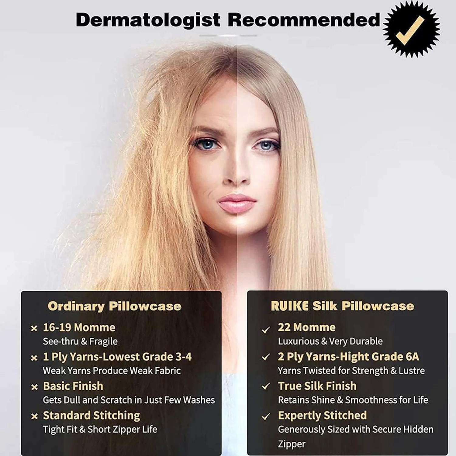 روبالشی ابریشم طبیعی RUIPTSKE، ضد حساسیت، 22 مومه، 100% ابریشم، 600 نخ، با زیپ مخفی (مشکی، 50x90 سانتی متر) روبالشی ابریشم طبیعی RUIPTSKE، ضد حساسیت، 22 مومه، 100% ابریشم، 600 نخ، با زیپ مخفی (مشکی، 50x90 سانتی متر)