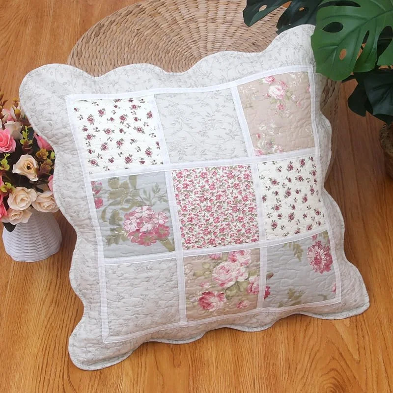 ست 2 عددی روکش کوسن طرح بوهمی گلدوزی شده 100% پنبه ای 45x45 سانتی متر، روکش کوسن تزئینی طرح گلدار روستایی