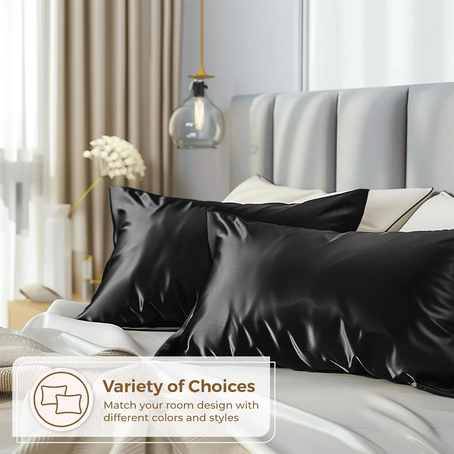 ست 2 عددی روبالشتی ساتن Pure Bedding - سایز کینگ (50x100 سانتی متر، مشکی) - روبالشتی های ابریشمی برای مو و پوست - روکش های روبالشتی ساتن با بستن پاکتی - میکروفیبر ممتاز فوق العاده نرم ست 2 عددی روبالشتی ساتن Pure Bedding - سایز کینگ (50x100 سانتی متر، مشکی) - روبالشتی های ابریشمی برای مو و پوست - روکش های روبالشتی ساتن با بستن پاکتی - میکروفیبر ممتاز فوق العاده نرم