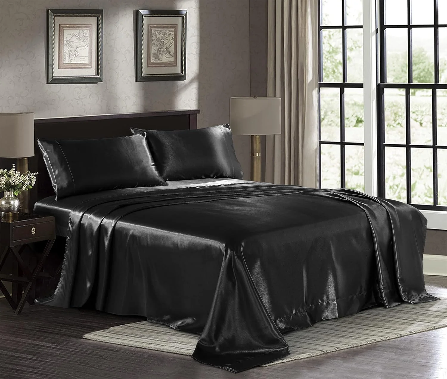 ست 2 عددی روبالشتی ساتن Pure Bedding - سایز کینگ (50x100 سانتی متر، مشکی) - روبالشتی های ابریشمی برای مو و پوست - روکش های روبالشتی ساتن با بستن پاکتی - میکروفیبر ممتاز فوق العاده نرم ست 2 عددی روبالشتی ساتن Pure Bedding - سایز کینگ (50x100 سانتی متر، مشکی) - روبالشتی های ابریشمی برای مو و پوست - روکش های روبالشتی ساتن با بستن پاکتی - میکروفیبر ممتاز فوق العاده نرم