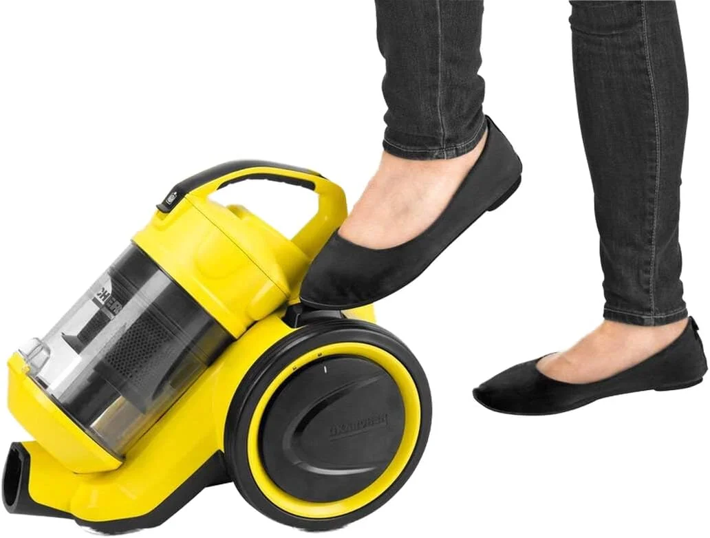 جاروبرقی بدون کیسه کارچر VC3 Plus، مکش قدرتمند برای نظافت منزل، طراحی جمع و جور و سبک، ایده آل برای سطوح نرم و سخت، زرد